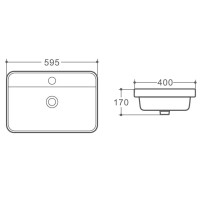 Раковина встраиваемая сверху Art&Max AM6400 60x40 глянцевая белая, прямоугольная, фаянс