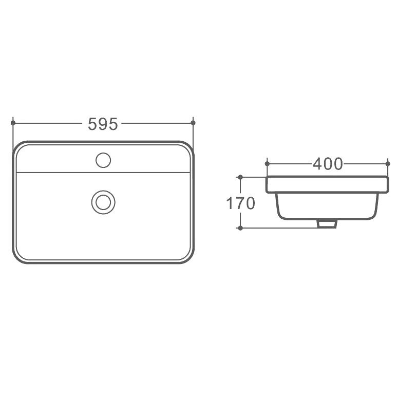 Раковина встраиваемая сверху Art&Max AM6400 60x40 глянцевая белая, прямоугольная, фаянс