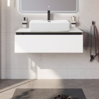 Тумба с раковиной Cezares Slider 100 подвесная, 1 ящик, со столешницей, bianco opaco