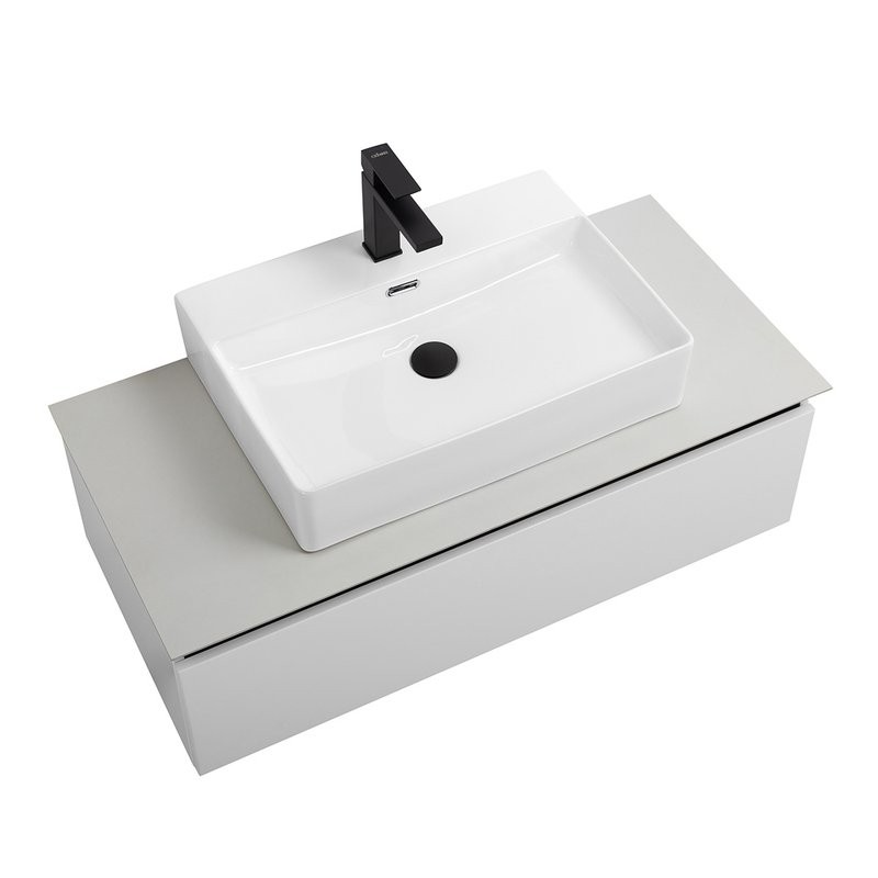 Тумба с раковиной Cezares Slider 100 подвесная, 1 ящик, со столешницей, bianco opaco