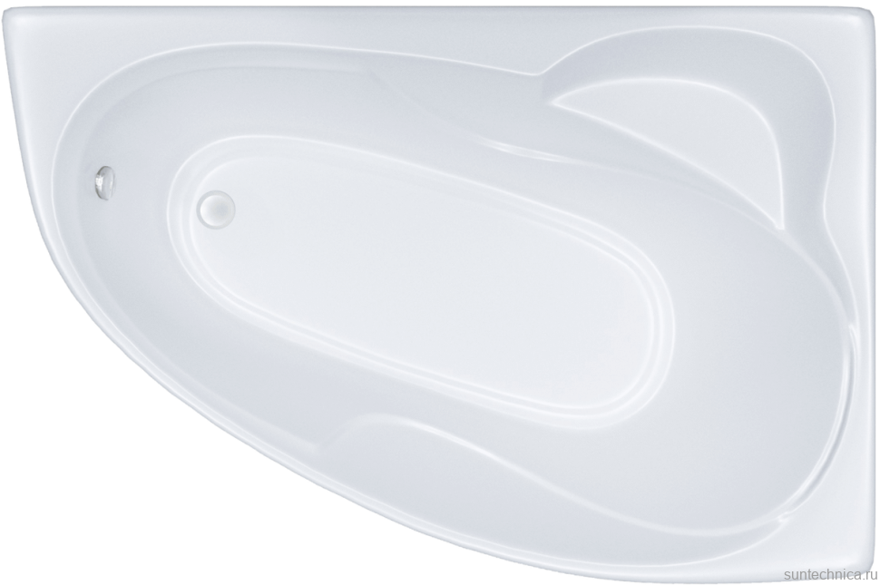 Акриловая ванна Triton Кайли L 150x100 см, угловая, левая, пристенная, белая, асимметричная, с каркасом, с сиденьем