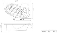 Акриловая ванна Triton Кайли L 150x100 см, угловая, левая, пристенная, белая, асимметричная, с каркасом, с сиденьем