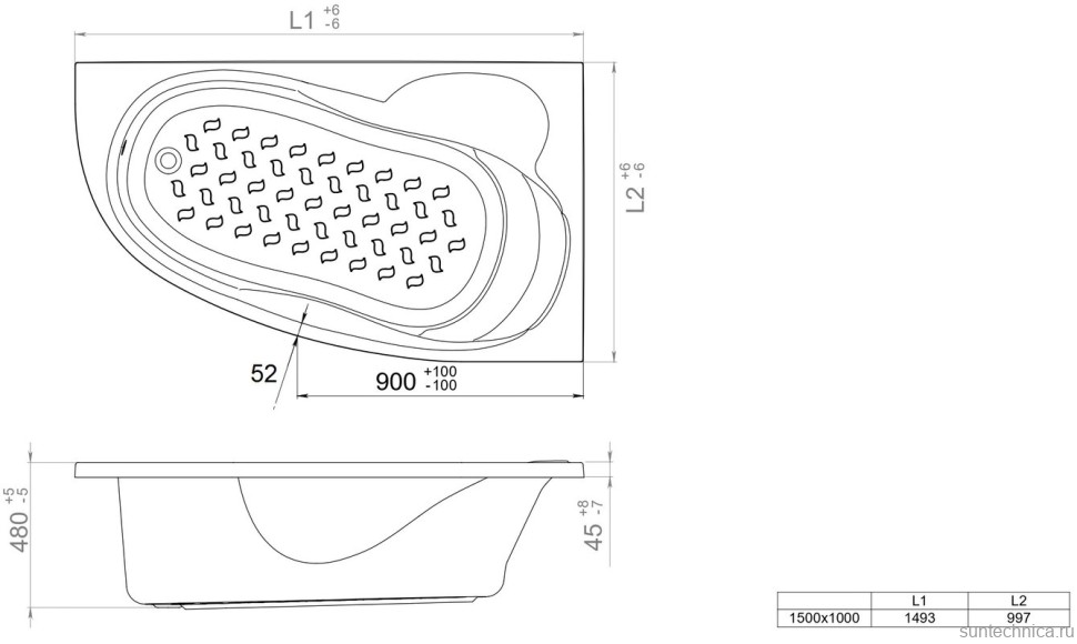 Акриловая ванна Triton Кайли L 150x100 см, угловая, левая, пристенная, белая, асимметричная, с каркасом, с сиденьем