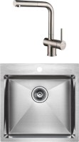 Комплект Мойка Paulmark Kroner PM215151-BS брашированная нержавеющая сталь + Смеситель Dosse Do214418-SS