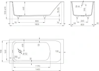 Ванна из искусственного камня Salini Orlanda 180x80 см, встраиваемая, белая, на ножках