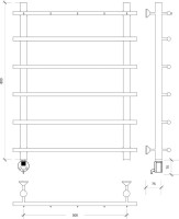 Полотенцесушитель электрический Secado Турин 1 К 80x55 см, подключение слева, графит, лесенка
