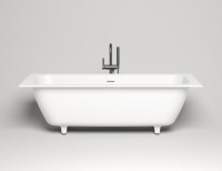 Ванна из искусственного камня Salini Orlanda Axis Kit S-Stone 180x80 см, встраиваемая, матовая белая, на ножках, со сливом-переливом