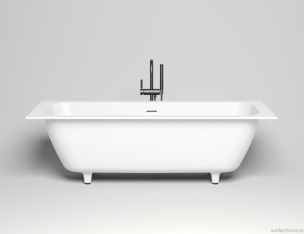 Ванна из искусственного камня Salini Orlanda Axis Kit S-Stone 180x80 см, встраиваемая, матовая белая, на ножках, со сливом-переливом
