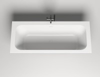 Ванна из искусственного камня Salini Orlanda Axis Kit S-Stone 180x80 см, встраиваемая, матовая белая, на ножках, со сливом-переливом