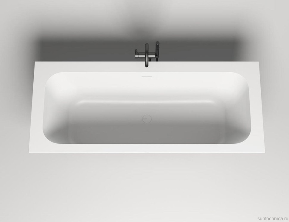 Ванна из искусственного камня Salini Orlanda Axis Kit S-Stone 180x80 см, встраиваемая, матовая белая, на ножках, со сливом-переливом