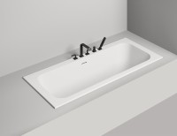 Ванна из искусственного камня Salini Orlanda Axis Kit S-Stone 180x80 см, встраиваемая, матовая белая, на ножках, со сливом-переливом