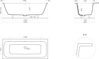 Ванна из искусственного камня Salini Orlanda Axis Kit S-Stone 180x80 см, встраиваемая, матовая белая, на ножках, со сливом-переливом