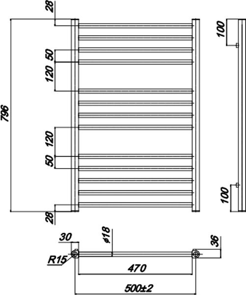 Полотенцесушитель водяной Ravak Norma _W 500x800