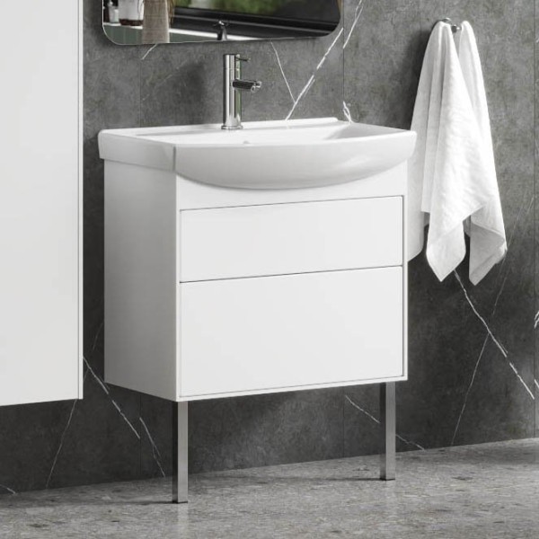 Тумба с раковиной Belux Клермонт Н 70-02 напольная, 2 ящика, белая