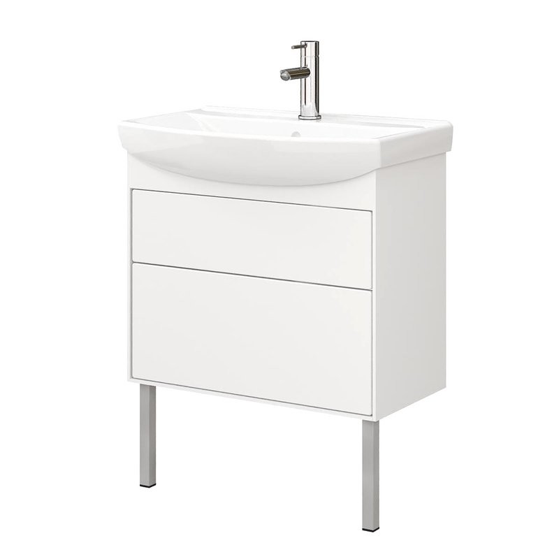 Тумба с раковиной Belux Клермонт Н 70-02 напольная, 2 ящика, белая