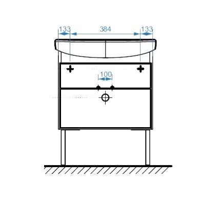 Тумба с раковиной Belux Клермонт Н 70-02 напольная, 2 ящика, белая