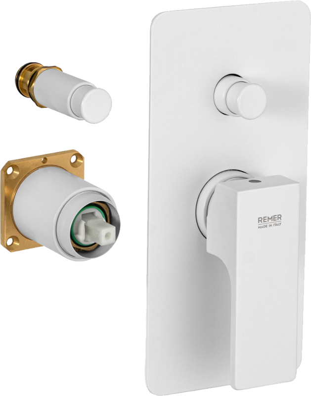 Встраиваемый смеситель для душа и ванны Remer Absolute AU09KBBO С ВНУТРЕННЕЙ ЧАСТЬЮ, белый матовый