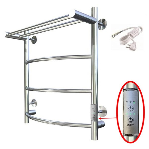 Полотенцесушитель электрический Тругор Пэк 5 П 60х50 с выключателем, хром