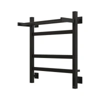 Полотенцесушитель электрический Grota Tela 530х600 RAL9005 EL 60x55 см, подключение справа, слева, скрытое подключение справа, матовый черный, лесенка, из стали, с полкой