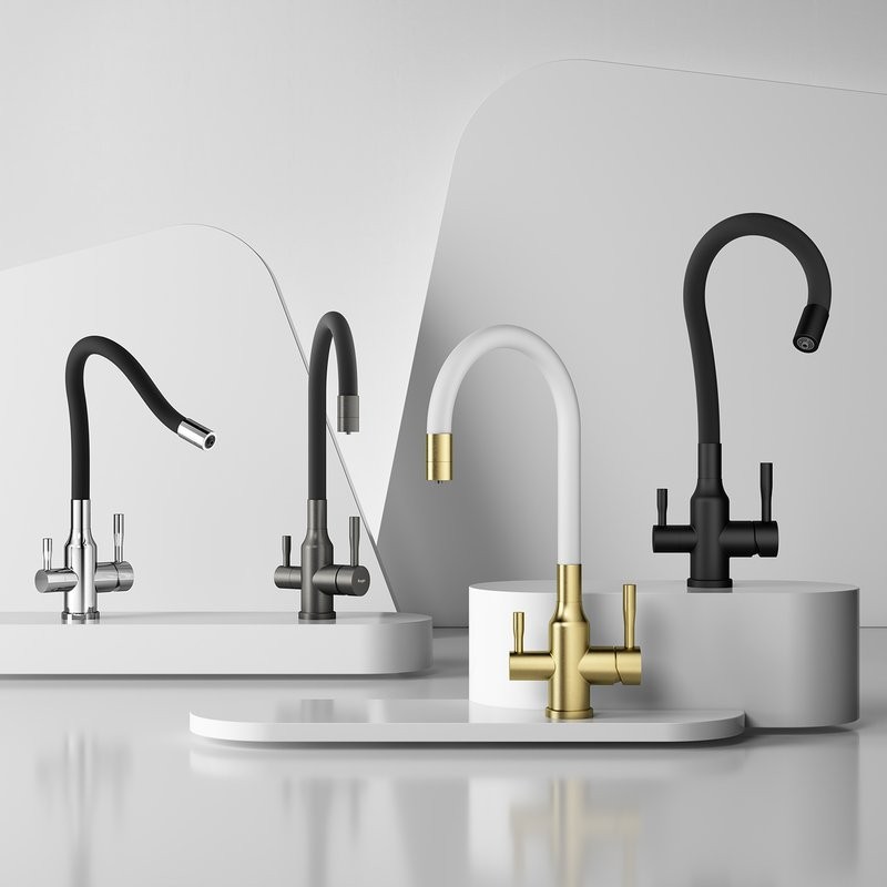 Смеситель для кухни с подключением фильтра Raglo R81.64.06, черный