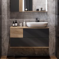 Тумба под раковину AQUATON Терра 85 дуб кантри/антрацит