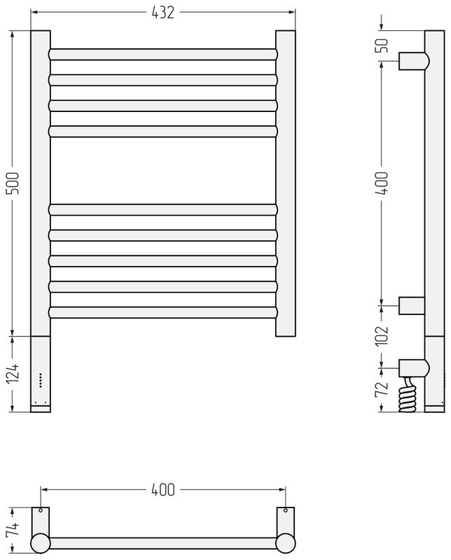 Полотенцесушитель электрический Сунержа Богема 3.1 31-6004-5040 60x45 см, подключение слева, матовый черный, лесенка