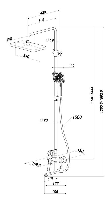 Комплект для ванной IDDIS Parker Душевая стойка IDDIS Parker PARBL3Fi06 + Смеситель для раковины PARBL01i01, матовый черный