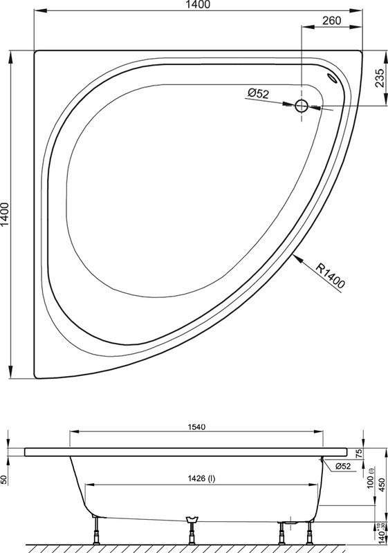 Стальная ванна Bette Arco 140x140 см, угловая, встраиваемая, белая, четверть круга, для двоих, с самоочищающимся покрытием, с шумоизоляцией