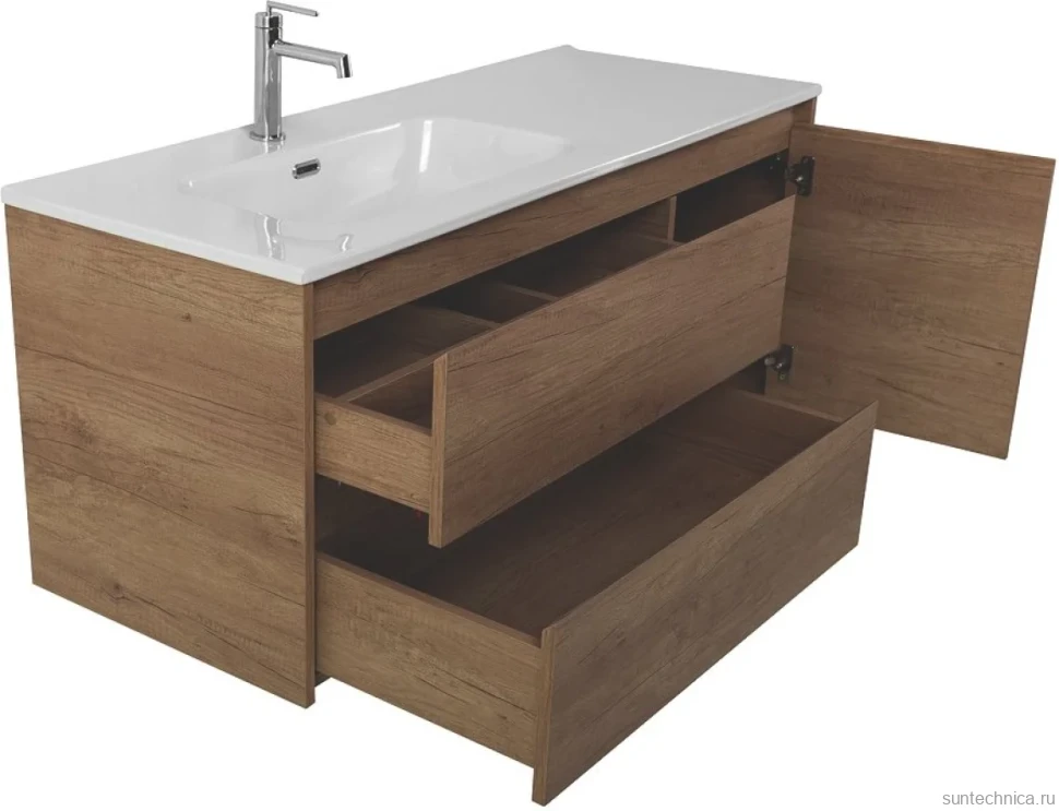Тумба под раковину BelBagno Kraft 120 L, 2 ящика, дверца, rovere nebrasca nature