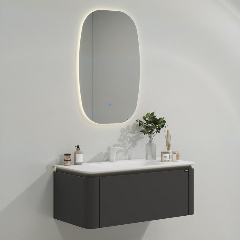 Тумба с раковиной Black&White Universe 120 подвесная, P02 sparkle grey, с ящиком