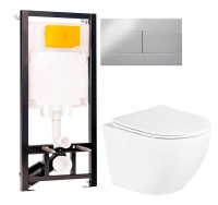 Комплект Унитаз подвесной BelBagno Uno + Инсталляция OLI 80 ECO Sanitarblock mechanic 3 в 1 с кнопкой смыва