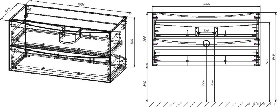 Мебель для ванной комнаты Vincea Mia 100 темный дуб