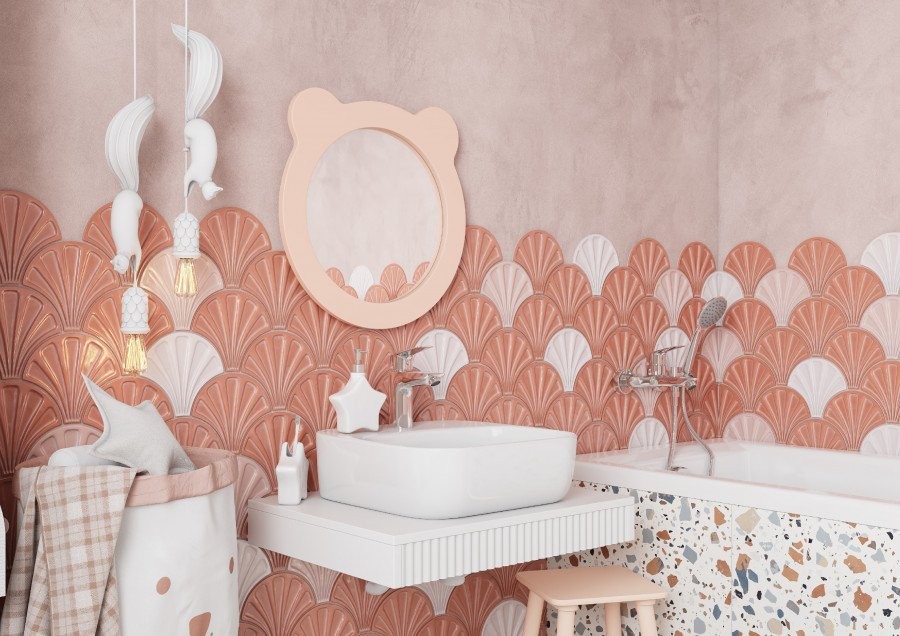 Зеркало AQUATON Каспер Мишка круглое, розовое матовое