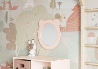 Зеркало AQUATON Каспер Мишка круглое, розовое матовое