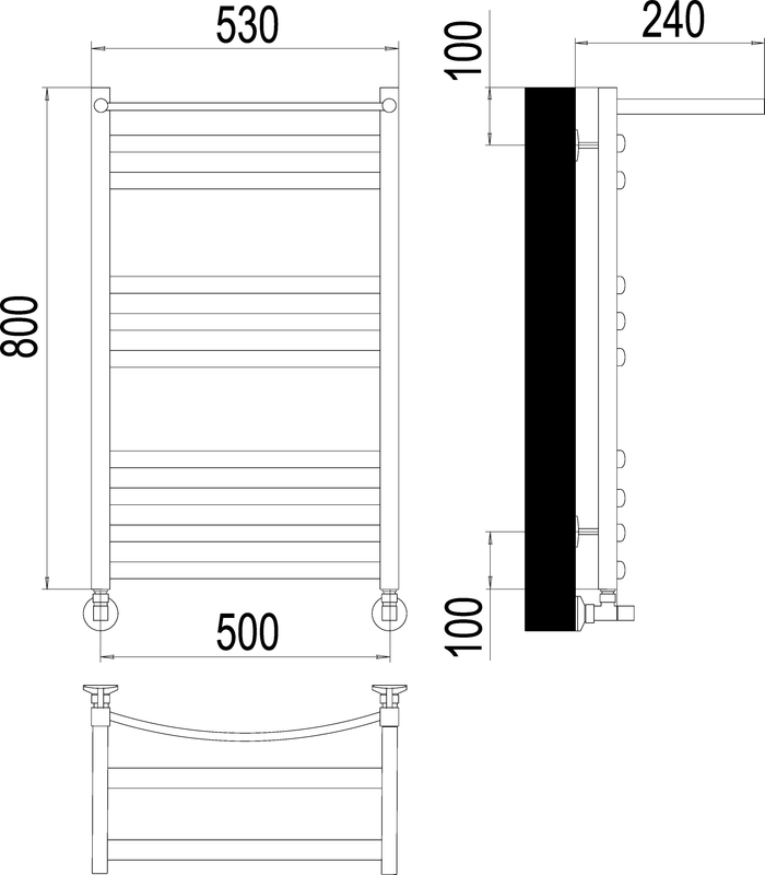 Полотенцесушитель водяной Terminus Енисей П10 500*800 с полкой