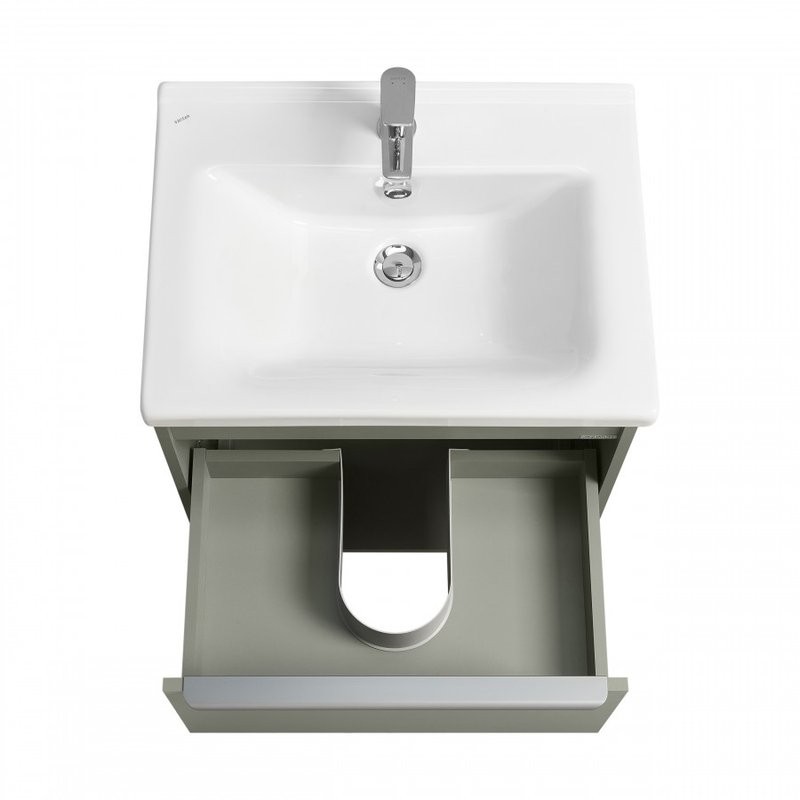 Тумба с раковиной AQUATON Хоуп 60 подвесная, 1 ящик, хаки