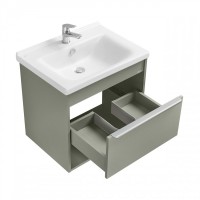 Тумба с раковиной AQUATON Хоуп 60 подвесная, 1 ящик, хаки