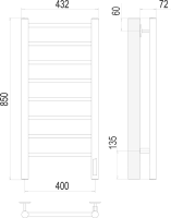 Полотенцесушитель электрический Terminus Аврора П8 400*850