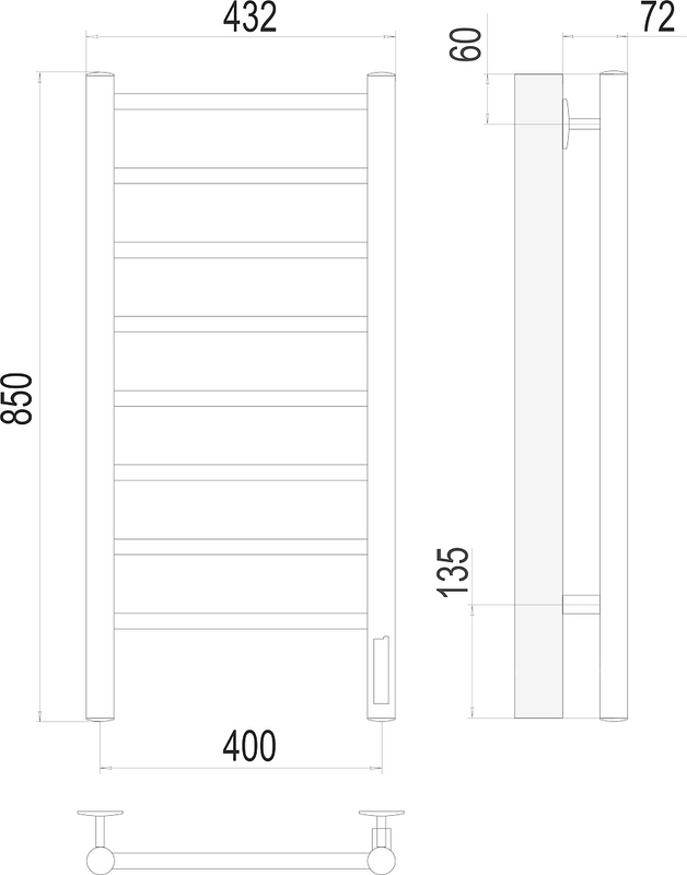 Полотенцесушитель электрический Terminus Аврора П8 400*850