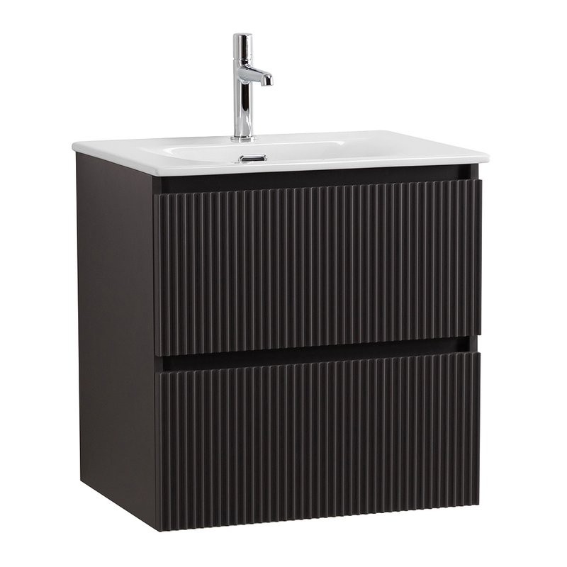 Тумба с раковиной BelBagno Uno-mini 60 подвесная, 2 ящика, матовая темно-серая