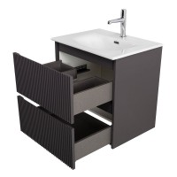 Тумба с раковиной BelBagno Uno-mini 60 подвесная, 2 ящика, матовая темно-серая