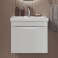 Тумба с раковиной Velvex Vizo 50 подвесная, глянцевая белая