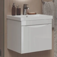 Тумба с раковиной Velvex Vizo 50 подвесная, глянцевая белая