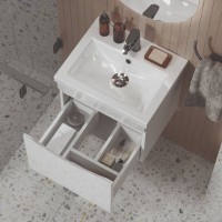 Тумба с раковиной Velvex Vizo 50 подвесная, глянцевая белая