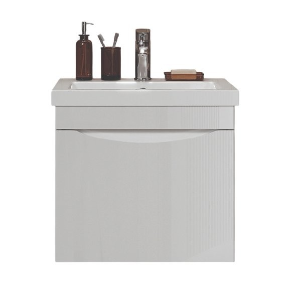 Тумба с раковиной Velvex Vizo 50 подвесная, глянцевая белая