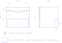 Тумба с раковиной Velvex Vizo 50 подвесная, глянцевая белая