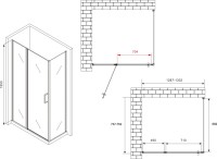 Душевой уголок Abber Sonnenstrand AG04130S-S75 75x130, профиль хром, стекло прозрачное