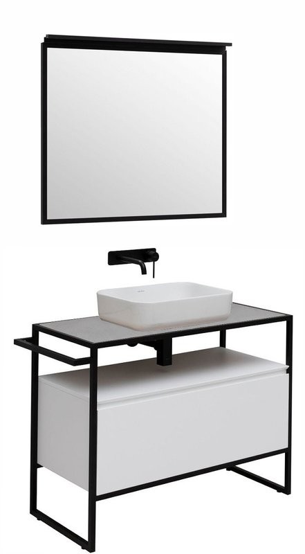 Мебель для ванной комнаты Allen Brau Priority 100 напольная, белый матовый, столешница графит