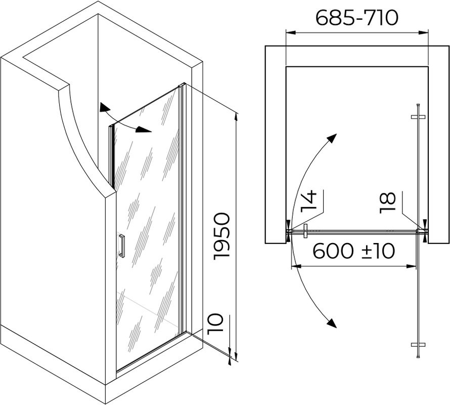 Душевая дверь в нишу RGW Leipzig LE-003-Gg 700х1950 профиль серый, стекло прозрачное
