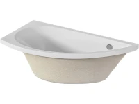 Комплект Акриловая ванна 1MarKa Piccolo L Премиум 150x75 см, угловая, левая, встраиваемая, белая, асимметричная, с экраном, со сливом-переливом